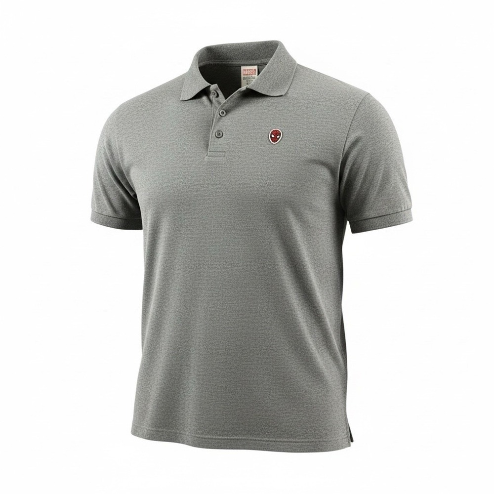 MARVEL Polo Shirt Mens XL Gray Pima Cotton Spider Man Embroidered‎ Disney Parks